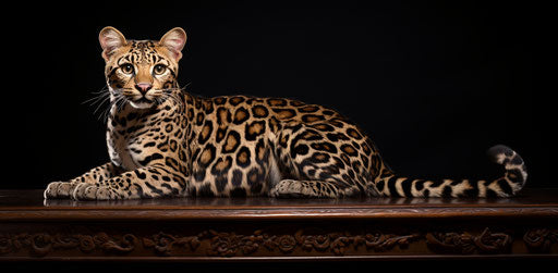 Spotted cats for sale in London, Ferrania P30 style, luxurious textures
