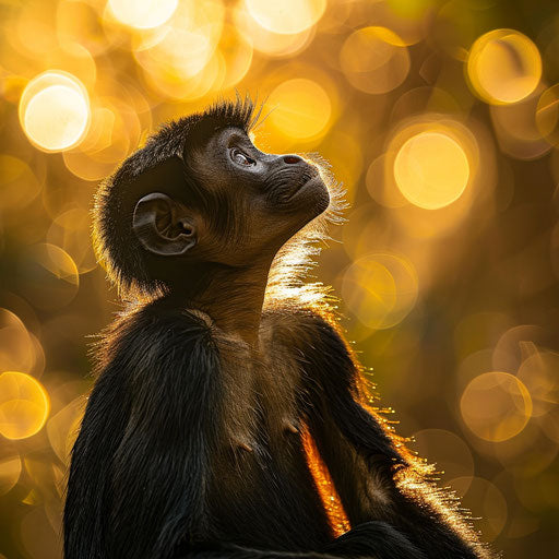 Spider monkey enjoying golden sunlight