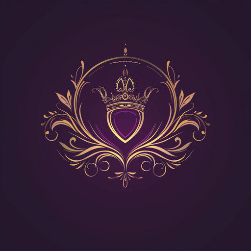 Luxurious logo with crown emblem and rich purple background