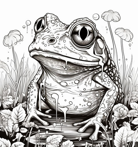 Frog with big eyes in detailed style