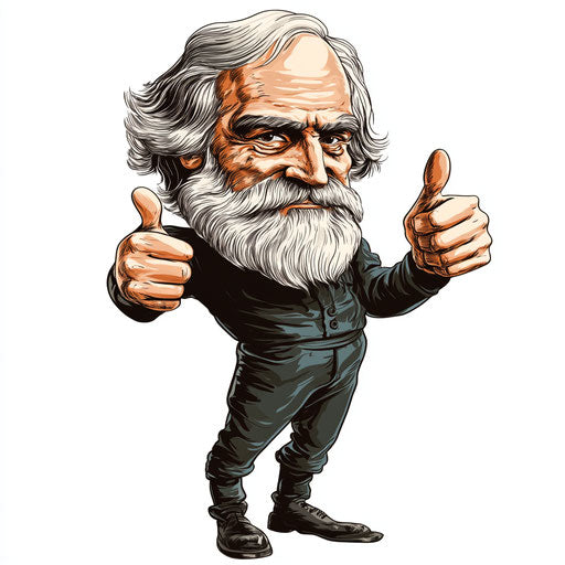 Print-Ready Henry Wadsworth Longfellow Caricature Clipart in PDF Format