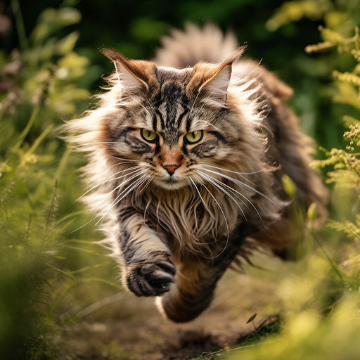 Norwegian forest cat running