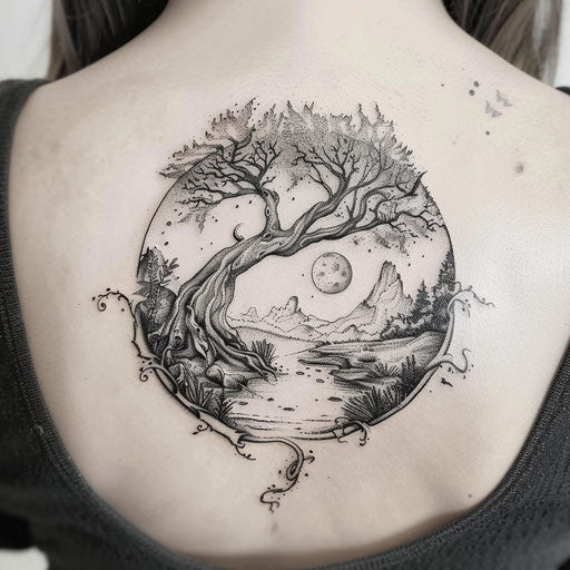 Nature tattoos with a medieval fantasy twist