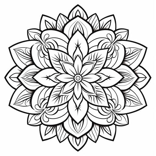 Mandala coloring for men, precisionist, floralpunk, meticulous inking