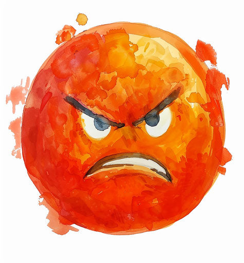 Red emoji showing anger on white background