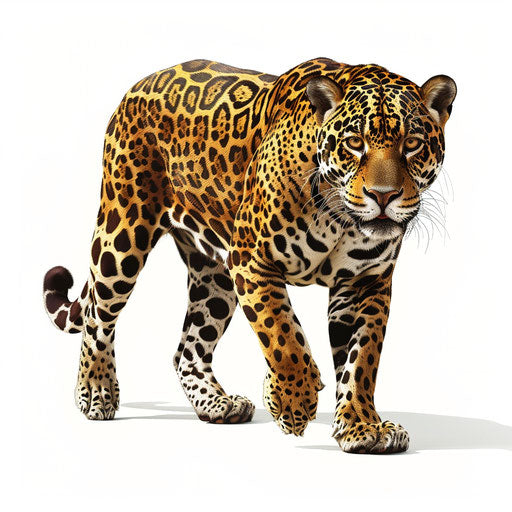 Realistic jaguar clipart on flat white background