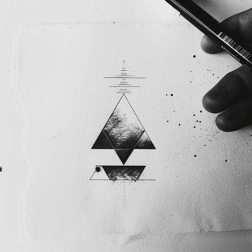Three dots in triangular formation in bold black ink
