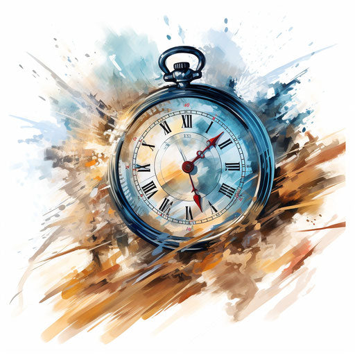 Stopwatch in the style of Oil painting on white background