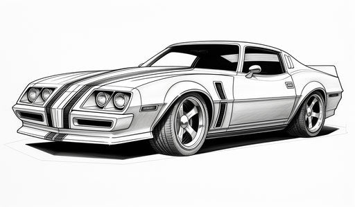 Elegant car with stripes on white background