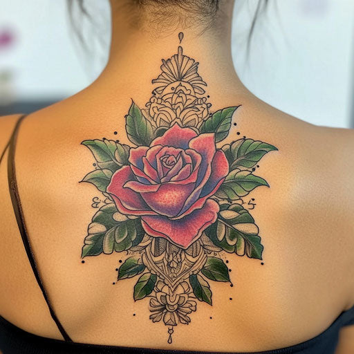 Rose tattoos for women with mandala design background
