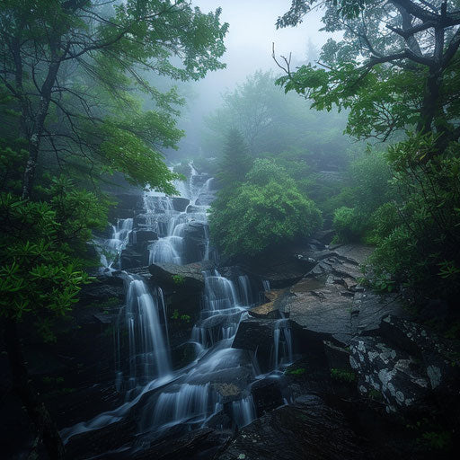Grandfather Mountain's cascading waterfalls