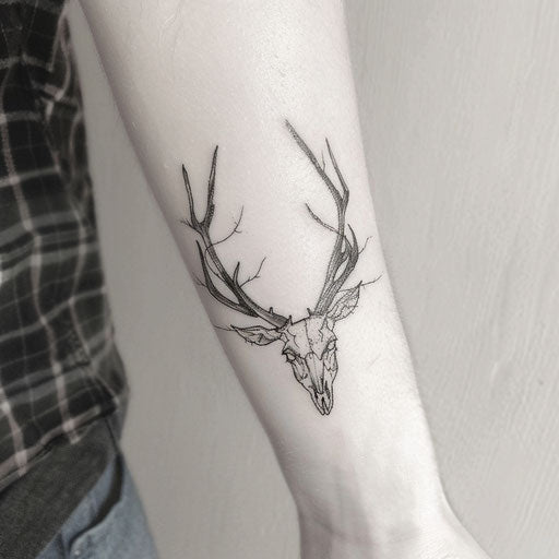 Minimalist deer skull silhouette tattoo
