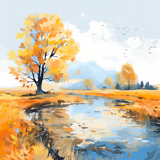 Oil painting style September clipart on white background
