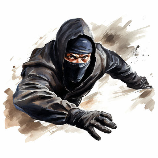 Robber clipart in the style of Oil painting, on a white background