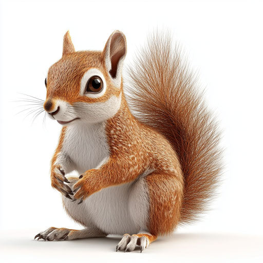 3D squirrel on flat white background