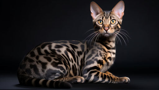 Bengal cat with light black and silver bold patterns