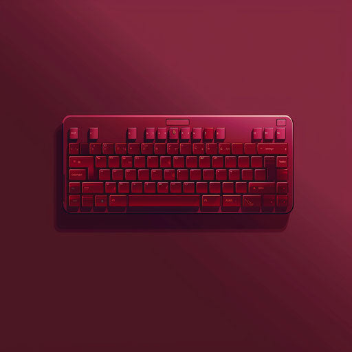 Realistic keyboard clipart on rich burgundy background