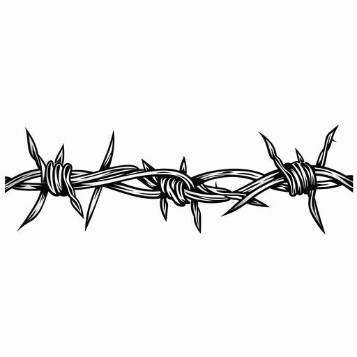Traditional barbed wire tattoo design, simple black line art on white
