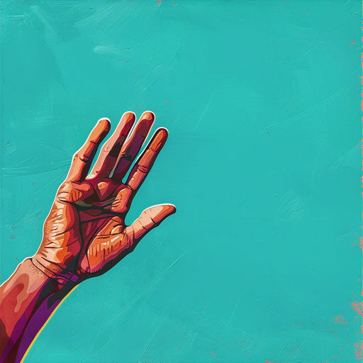 Realistic high five clipart on flat teal background