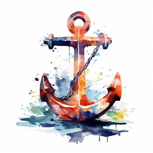 Anchor sketch in the style of Impressionistic Art, on white background