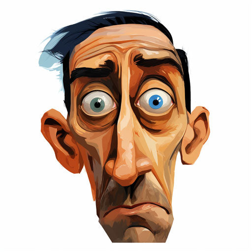 Cartoon face in Oil painting style on white background