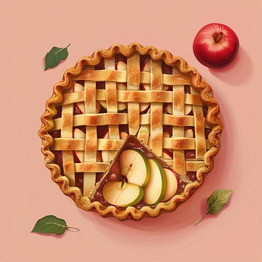 Realistic apple pie on dusk rose background