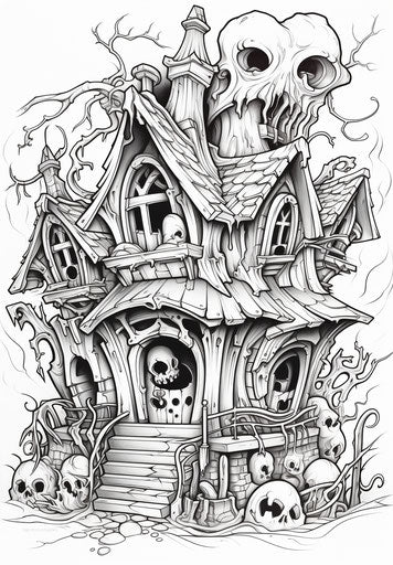 Halloween House Coloring Page