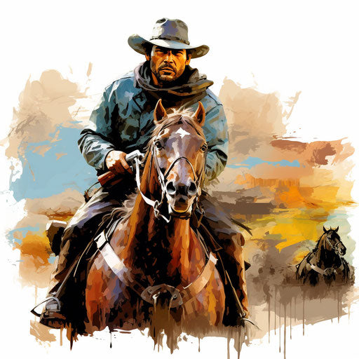 Western clipart in the style of Impressionistic Art