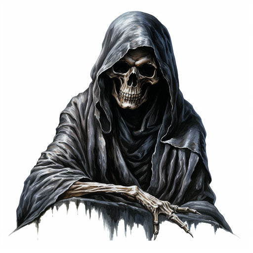 The Reaper in Oil Painting Style on White Background