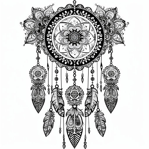 Dream catcher with intricate paisley patterns and artistic details