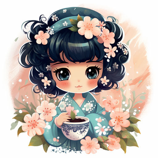 Cute clipart in the style of Impressionistic Art, on white background