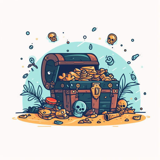 Minimalist treasure on white background