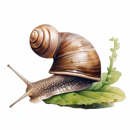 Snail clipart in the style of Oil painting, on a white background