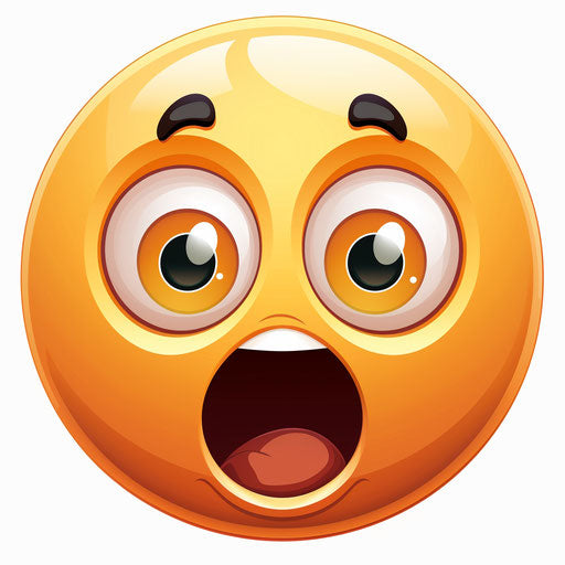 Shocked emoji clipart on white background