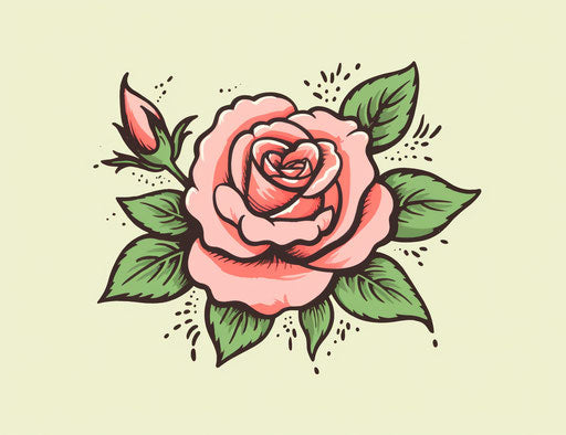 Black rose tattoo designs, light pink and green style
