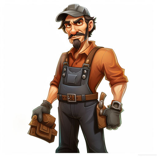 Handyman illustration in the style of Chiaroscuro Art, on white background