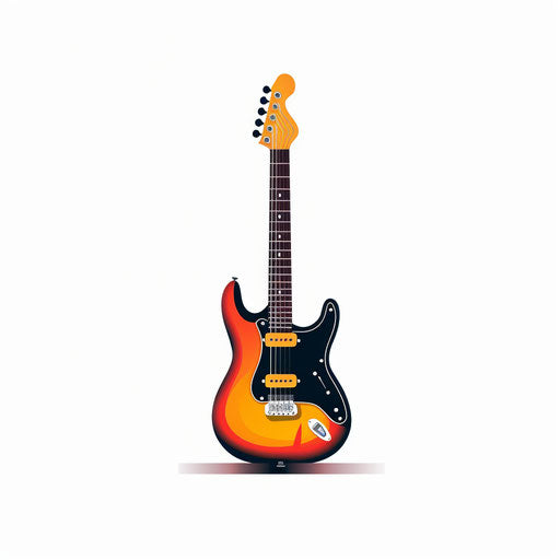 Electric guitar clipart in Minimalist style on white background