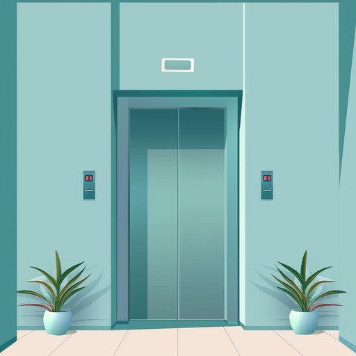 Elevator illustration with flat random background