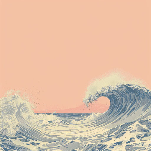Realistic style wave clipart on flat random background