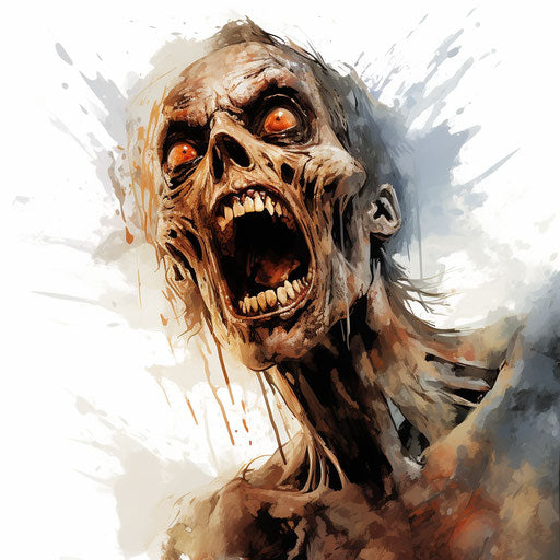 Horror clipart in the style of Oil painting, on a white background