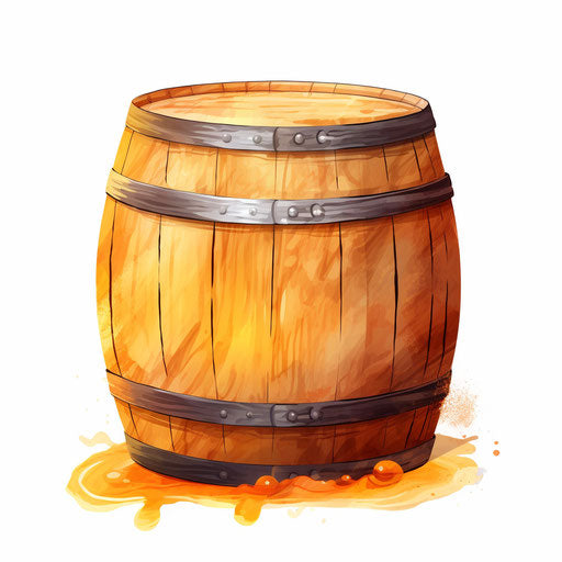 Barrel in Impressionistic Art on white background