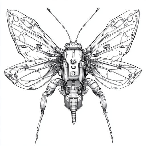 Futuristic insect with robotic features, Hideo Kojima style