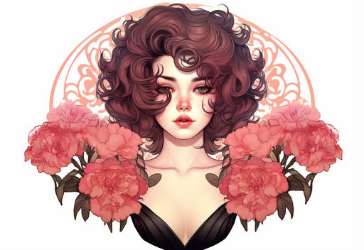 Carnation Tattoo, Transparent PNG Download, Colored Cartoon Style