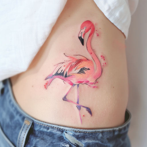 Impressionist flamingo tattoo design