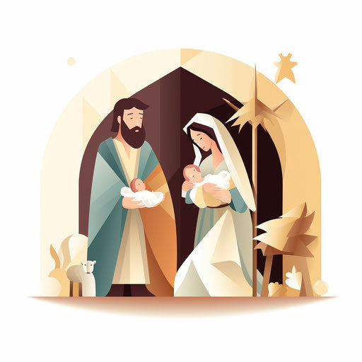 Nativity clip art in a Minimalist style, on white background