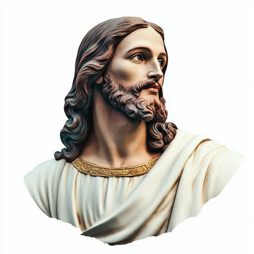 3D Jesus in photo realistic style, flat white background, isolated clipart