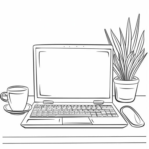 Laptop and coffee cup on a desk