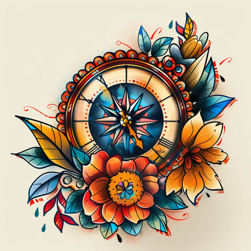 Sundial with colorful floral accents