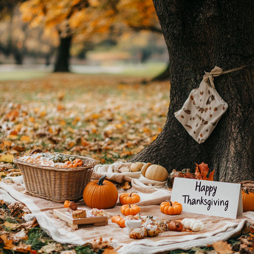 Cozy autumn picnic in a park