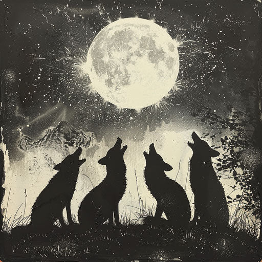 Foxes howling at the full moon
